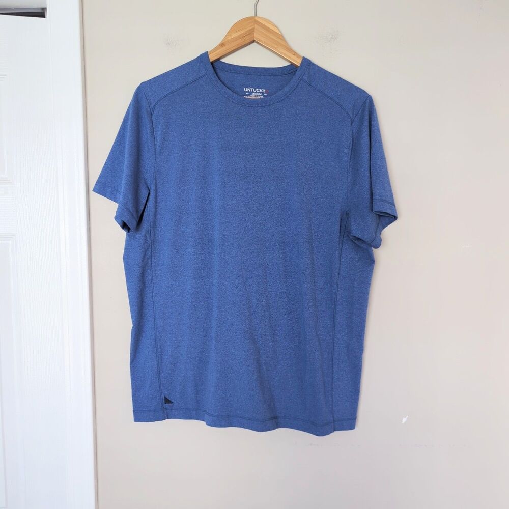 Untuckit Men's Clarendon II Blue Short Sleeve Activewear T Shirt Medium